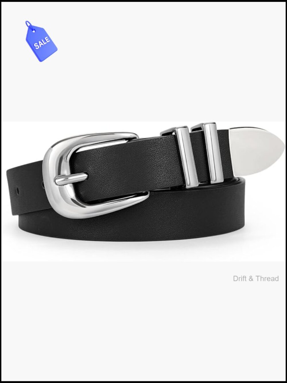 Faux Leather Western Belt with Metal Buckle for Jeans
